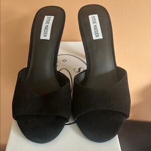 Steve Madden Black Heeled Mules